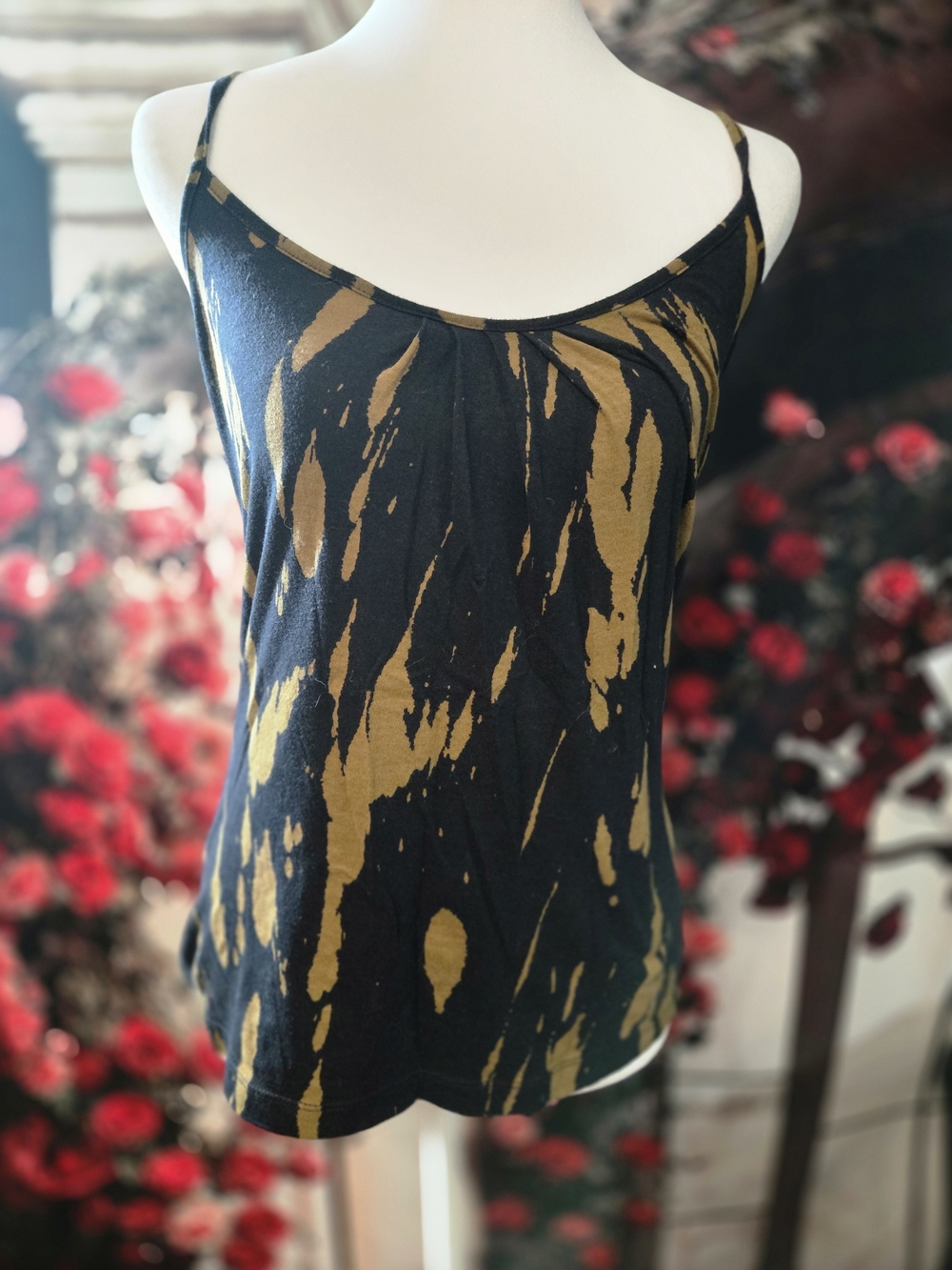 Old Navy Black and Gold Abstract Print Camisole